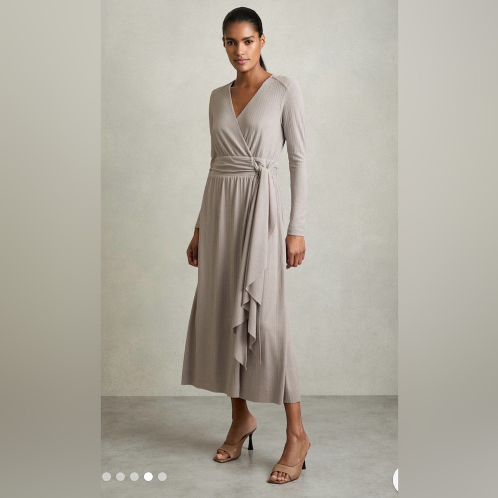 1. Reiss $250 Madeline Jersey Wrap-Tie Midi Dress in Grey